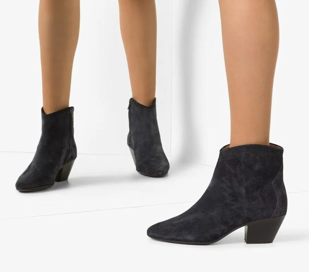 Isabel Marant Western Embroidered Dacken Ankle Boots Booties Suede Boho sz 37